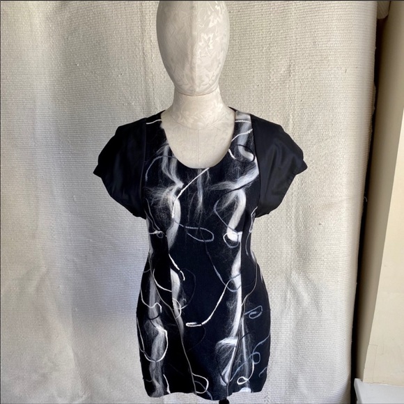 Anthropologie S Textured Swirl Art Punk Mini Dress - Picture 3 of 8